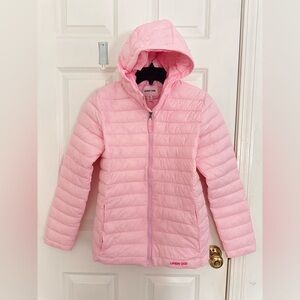 Lands' End Kids Husky FeatherFree  Hooded Packable Jacket - large - Baby Pink